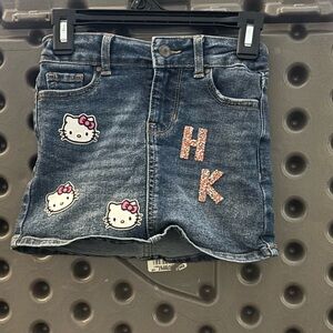 Wonder Nation Blue Denim Skirt with Hello Kitty Patches